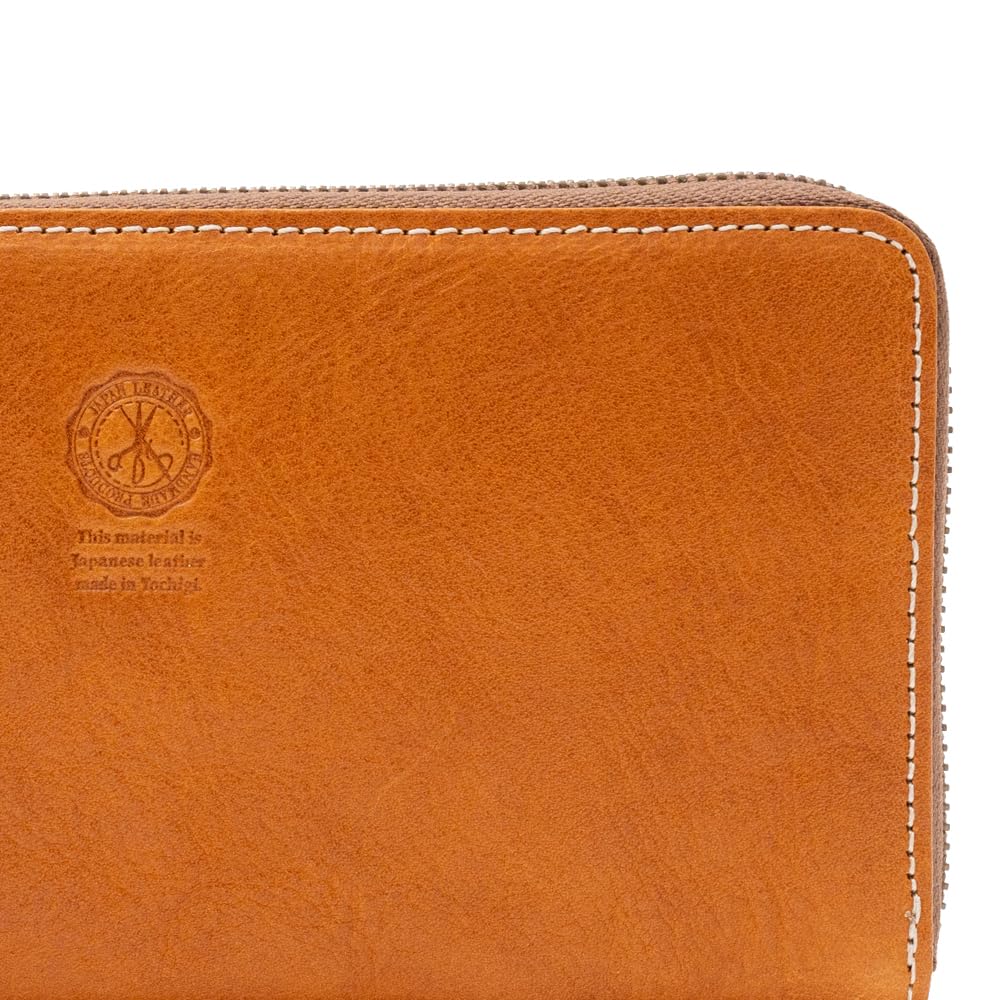 [e-mono] Genuine Leather Long Wallet, Tochigi Leather, Skimming Prevention, Round Zipper Wallet, Cowhide Leather, Zipper Purse, Long Wallet,