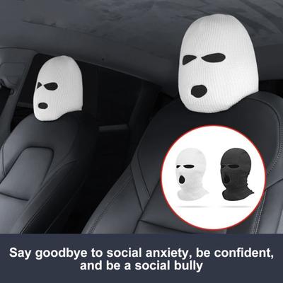 Spoof Car Seat Cover Auto Seat Head Hat Funny 3-Holes Person Knitted Headgear Car