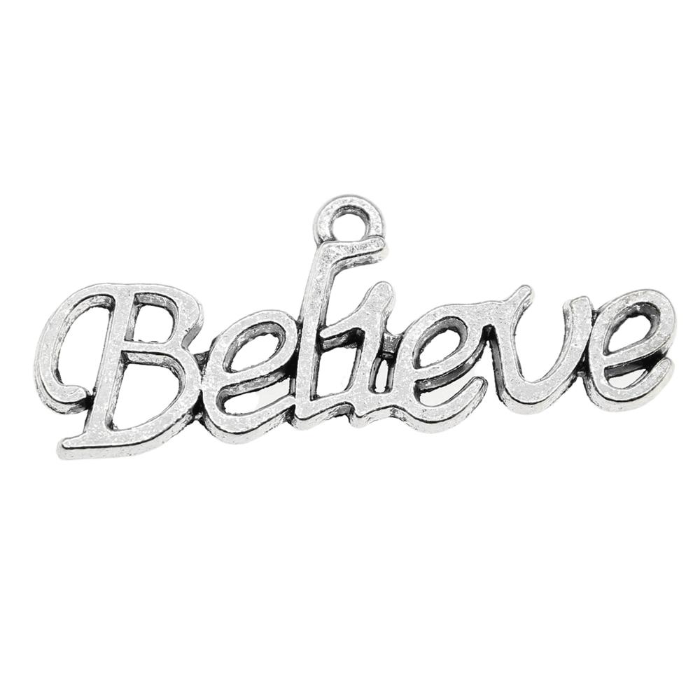 

10шт Believe Connector Charms Ювелирные компоненты Аксессуары Антикварное серебро Цвет Цинковый сплав 33X13mm