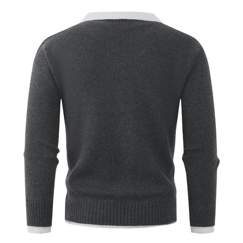 Herren Slim Fit Pullover Business Casual Pullover Strickoberteile Herbst Winter Warme Outfits Gemütlich Weiche Strickpullover Revers Langarmoberteile für Herren