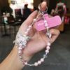 High-end Gemstone Butterfly Pearl Mobile Phone Chain Ins Fashion Women's Wrist Pendant Beaded Chain Short Style