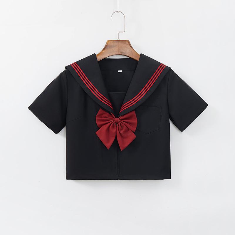 Rotes dreiteiliges japanisches JK-Uniform-Set - Langärmliger klassischer Akademie-Stil mit kurzem Rock