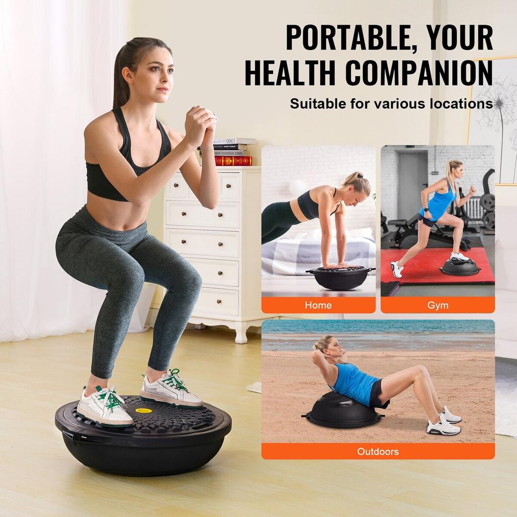 26" Half Exercise Ball Trainer Yoga Balance Stability Ball Resistance Band