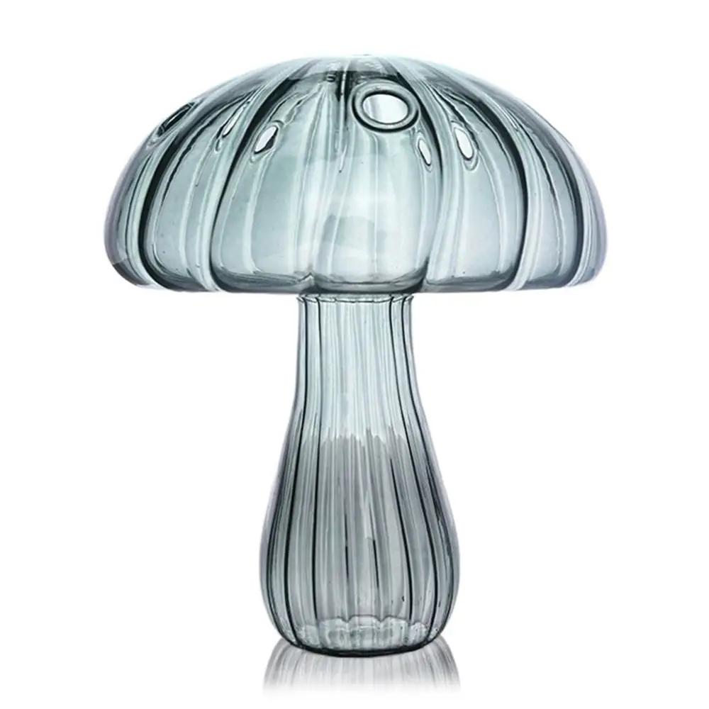 Pilzförmige Blumenvase, transparente Glasvase, Pflanzen-Hydrokultur-Aromatherapie-Flasche, Desktop-Dekoration, Ornament