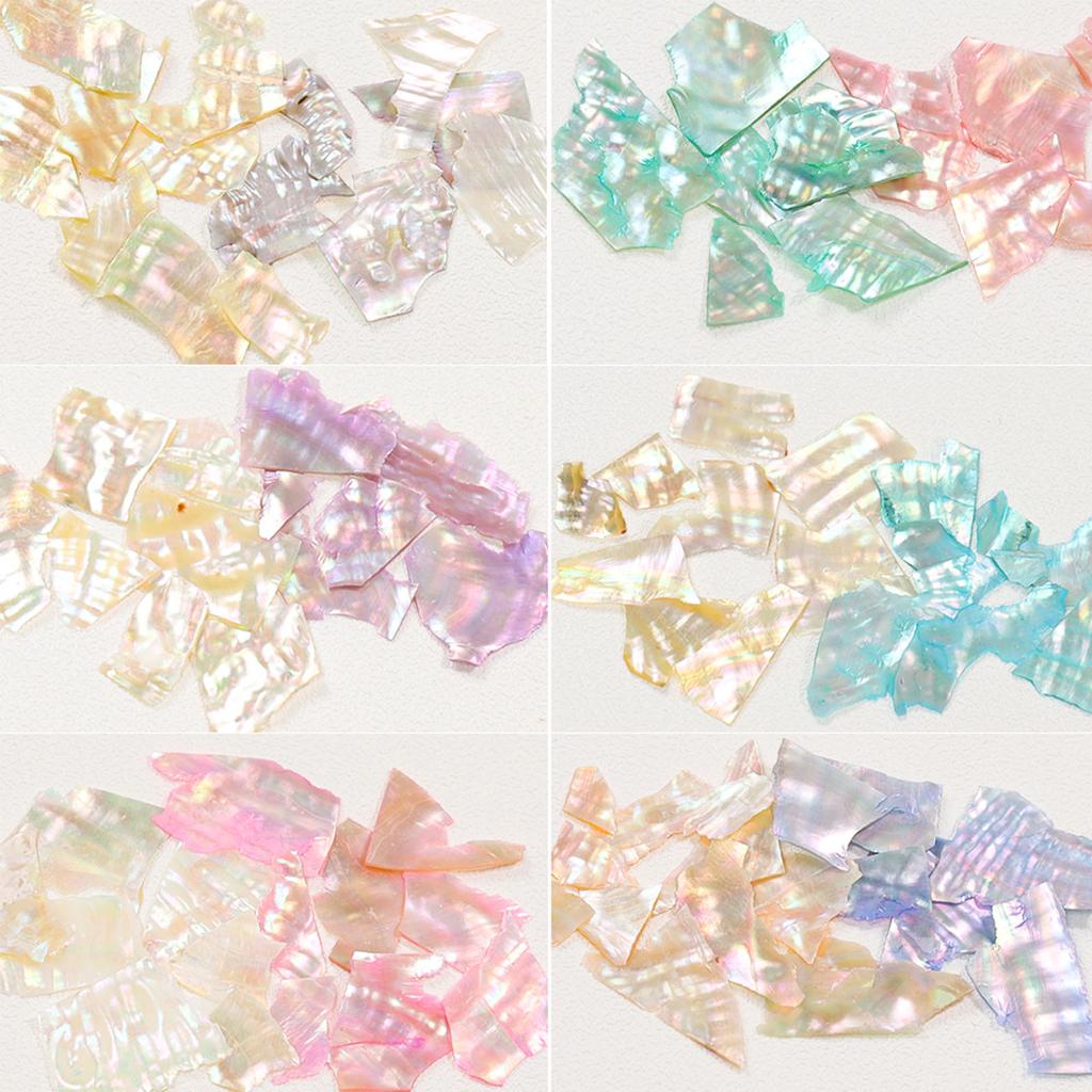 12 Farben 3D Unregelmäßige Nail Art Abalone Muschelschalen-Scheiben, Bunte Nail Art für Muschelstück UV-Gel Flocken Meerjungfrauen-Nagel-Sequ