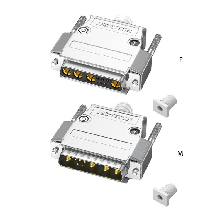 Mixed D-Sub Connector 30Amp - 9W4 Male/Female 5+4 Pin Power Mixed Contact PCB Mount Lock for Stability