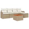 Garden Sofa Set with Cushions 6 Pcs Beige Poly Rattan