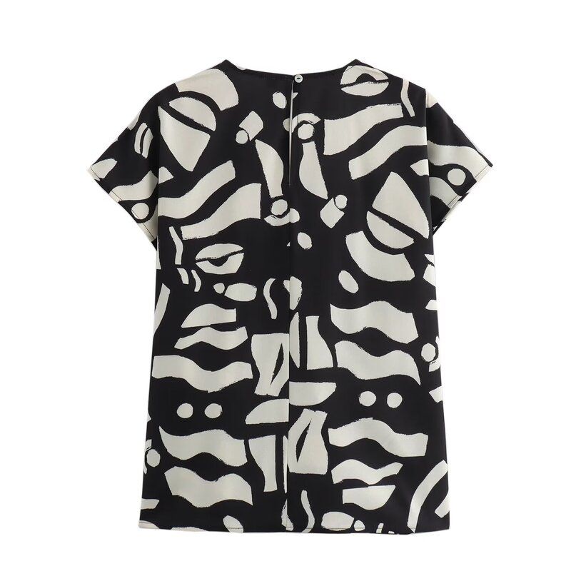 Fashion Style 2024 Summer New Arrival Women's Clothing Buckle Decoration Print Tops Easiest for Match High Waist Straight Pants 3317769