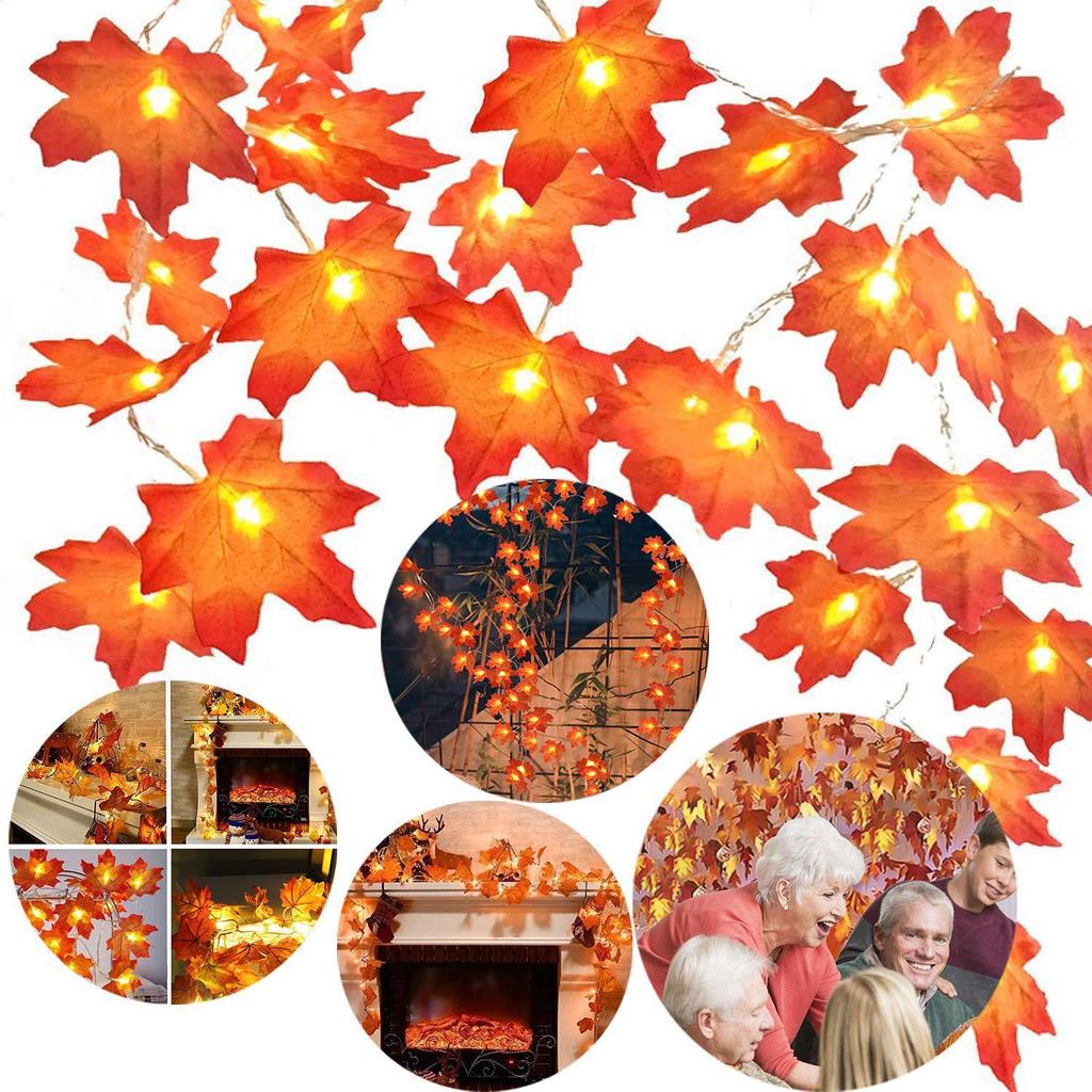 LED Maple Leaf String Lights: Halloween & Thanksgiving Outdoor Decoration