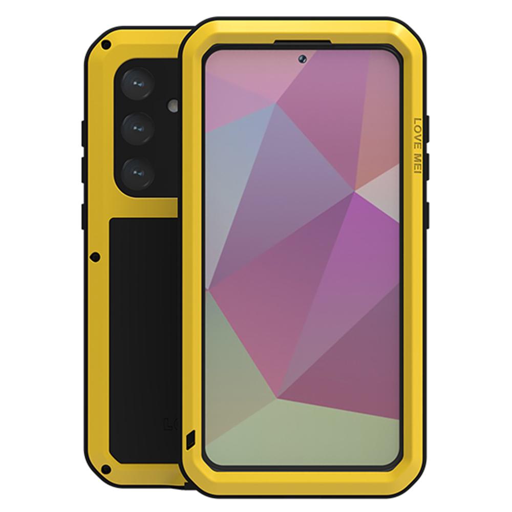 LOVE MEI Pour Samsung Galaxy S24+ Étui Film en Verre Trempé Métal+Silicone Couverture