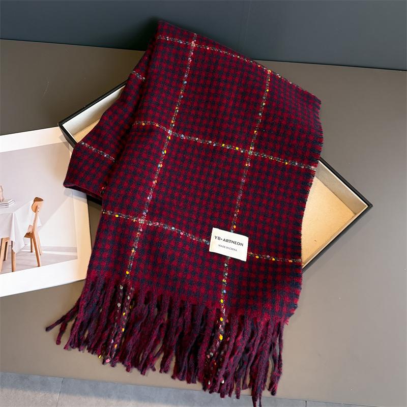 

Neck Warmer Scarf For Women Men Winter 50*200Cm Thickened Tassel Pashmina Shawl Faux Cashmere Warps Autumn Retro Ladies Blanket