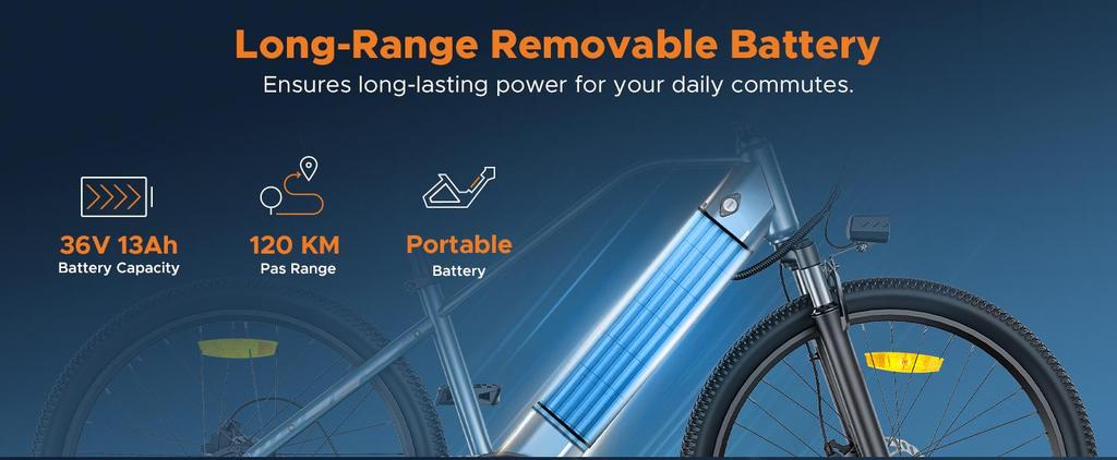 ENGWE MileTrail 1 City E-Bike – 120km Reichweite mit Drehmomentsensor, Leiser Motor, Verstellbares Design, Hydraulische Bremsen