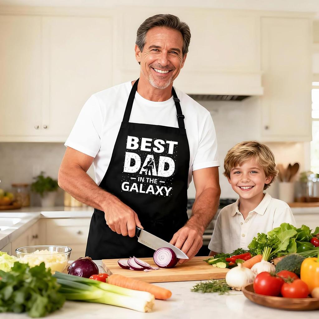 Kaidouma Grilling Aprons for Men Dad - Mens Funny Chef Cooking BBQ Grill Apron with 2 Pockets - Father's Day Apron for Daddy Husband - Best Dad In