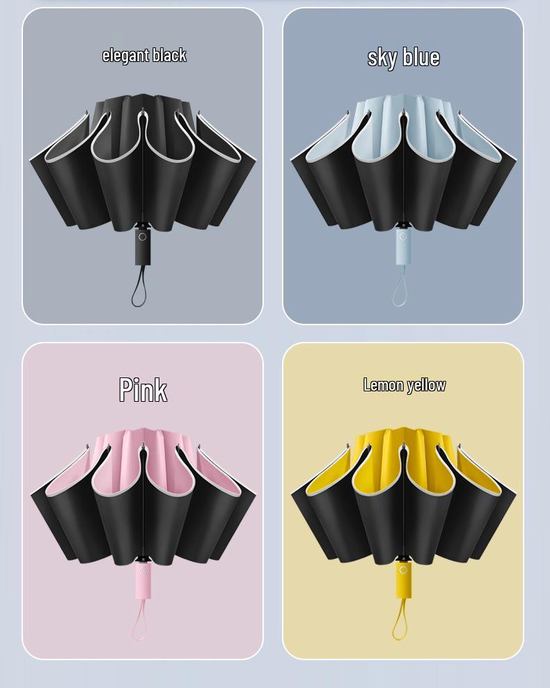 Extra Large Dual Use Automatic Reverse Folding Umbrella for Sun and Rain