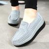 Fashion Women Wedge Heels Platform Shoes Genuine Leather Loafers Casual Walking Shoes Non-slip Mother Shoes