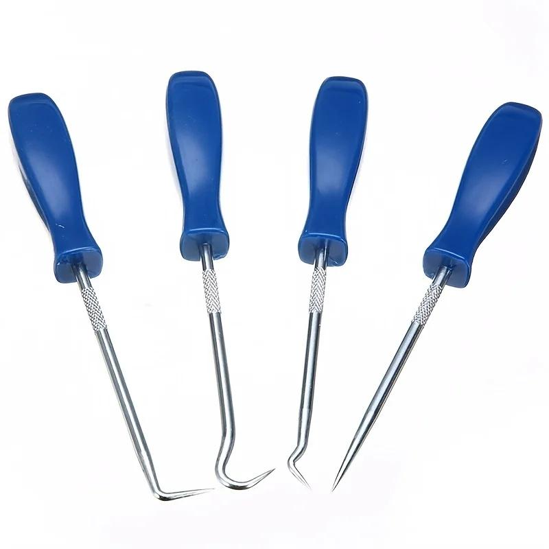 

4 шт. Набор отверток для автомобильных сальников, съемник для прокладок, съемник, крючки, инструменты для снятия автомобильных сальников синий