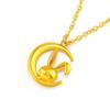 Gold-Plated Brass Big Ear Moon Rabbit Pendant Necklace - Perfect Gift for Girlfriend