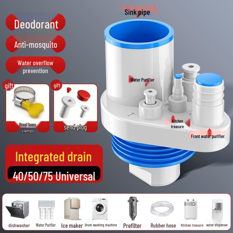 Multifunctional Kitchen Sink Drain and Odor-Proof Dishwasher Connector with Water Purifier