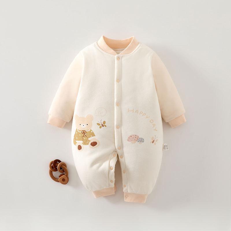 Thickened 120g Cotton Winter Baby Jumpsuit - Warm Padded Bodysuit for Crawling