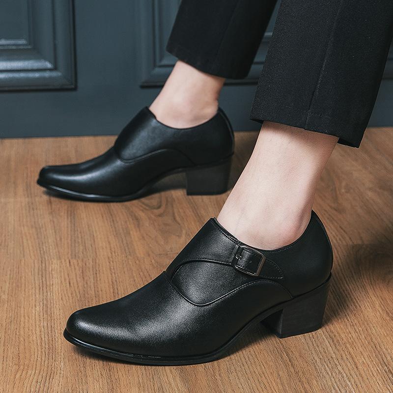 

2025 wedding party party British style business casual men s leather shoes fashion handsome high heel heightening loafers 44