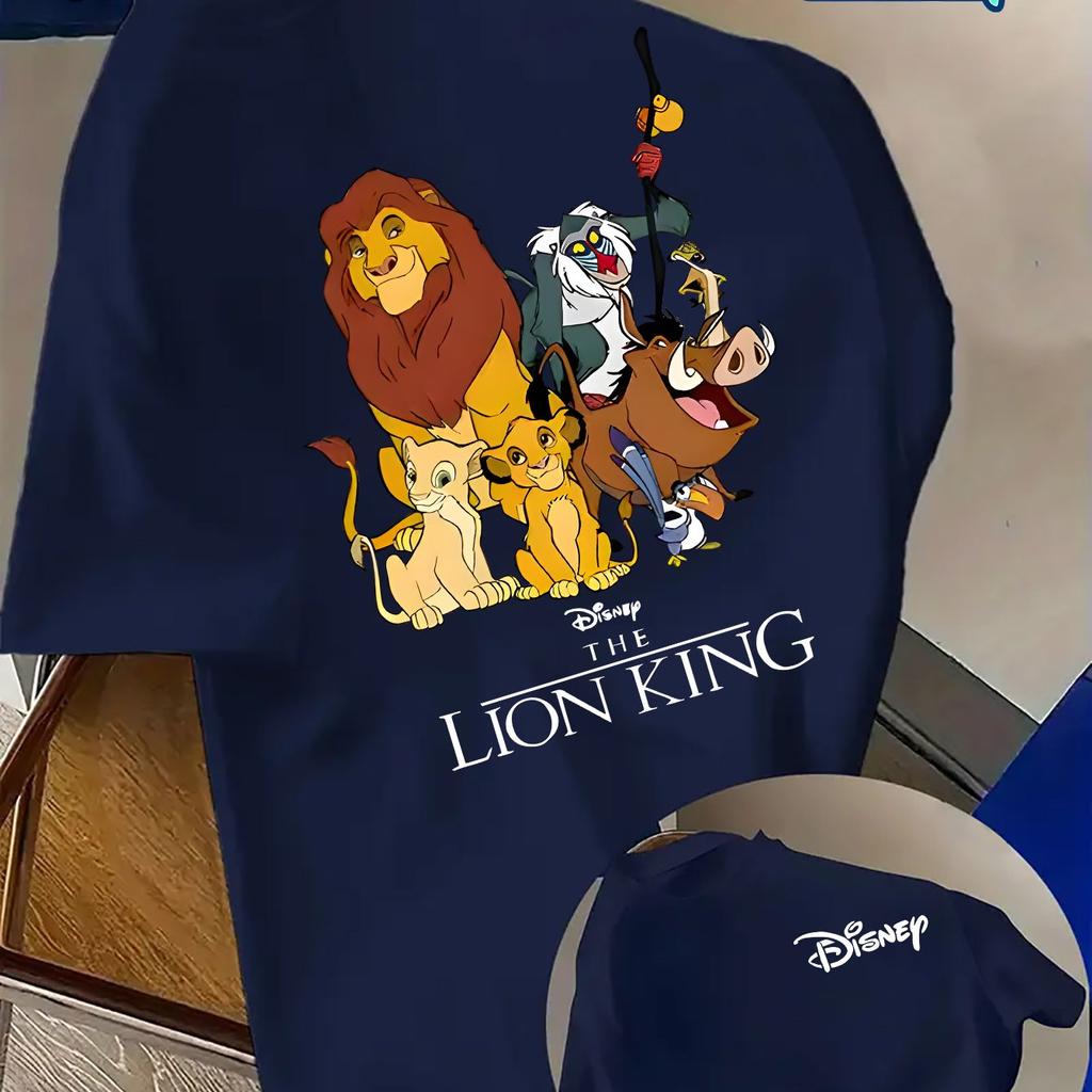 Summer Mens Disney Simba Lion King PatternTShirt Daily Leisure and Theme Activities Wear Unisex Cotton Short Sleeve Oversized