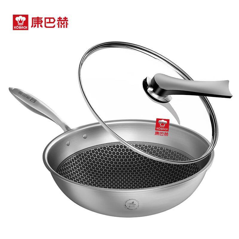 KOBACH 32cm 304 Tri-Ply Stainless Steel Wok