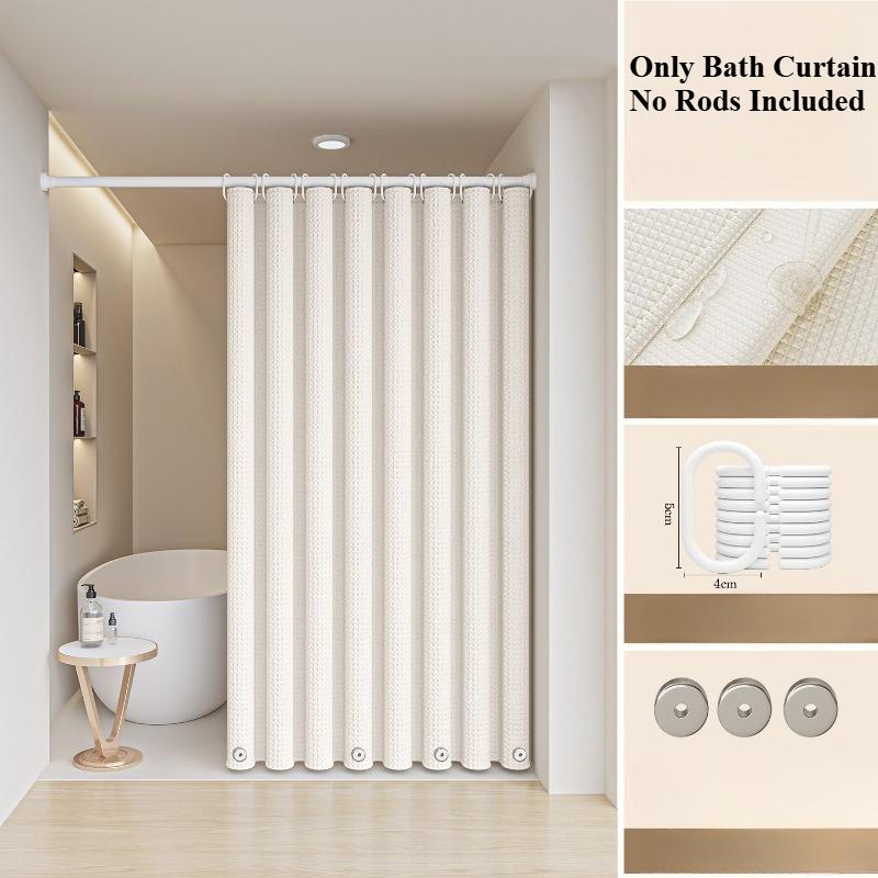 

(No Pole) Bathroom Waterproof Fabric Hanging Shower Curtain Shower Partition Curtain Bathroom Screen for Privacy Quick Drying 80x180cmOnlyCurtain бежевый