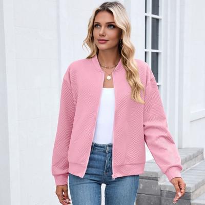 Damenmantel Stehkragen Langarm Reißverschluss Baseballjacke mit Taschen Uni