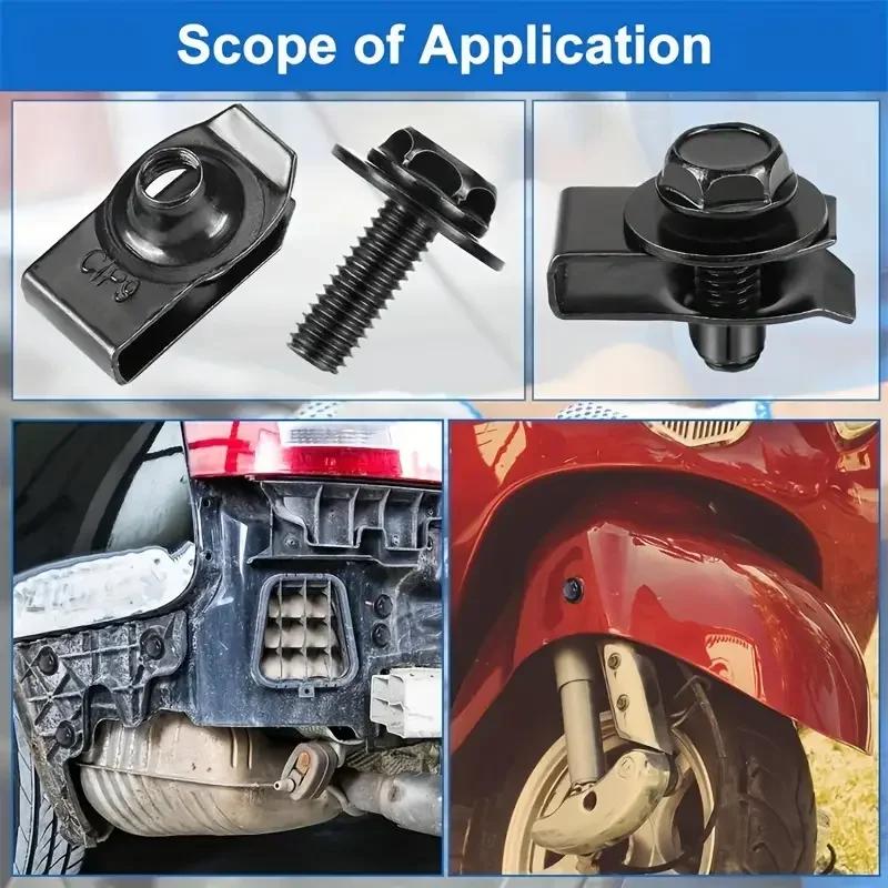 50SET Car Body Bolts U-nut Clips Engine Cover Undertray Splash Shield Guard Bumper Fender Liner Retainer Fastener Rivet Screws