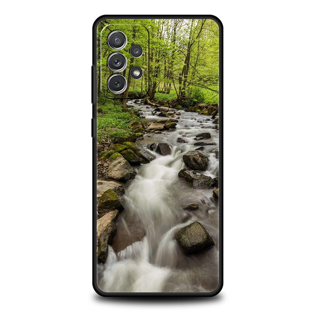Wodospad natura Drzewa statek Etui na telefon dla Samsung Galaxy A13 A51 A71 A21S A12 A11 A31 A41 A23 A53 A73 A52 A32 5G A03S A01 Pokrowiec