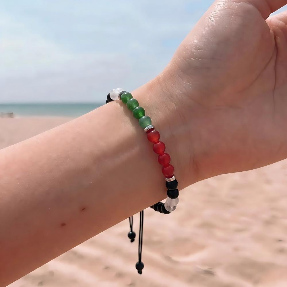 European and American Style Hand-woven Natural Stone Bracelet, Colored Beaded Black Gallstone Turquoise Good Luck Blessing Bracelet