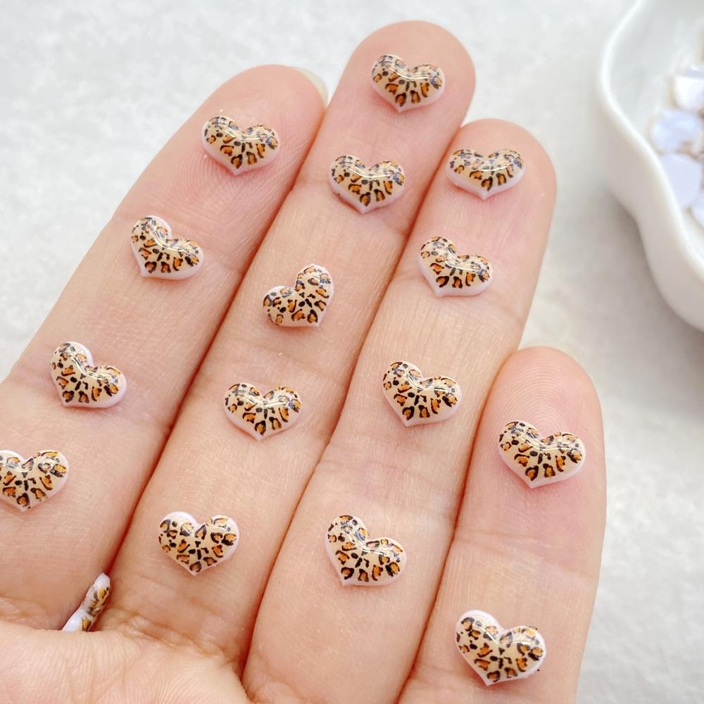 50Pcs Cute Mini Colorful Leopard Print Bow Nail Art Resin Designer Charms DIY Craft For Nail 3D Decorations Jewelry