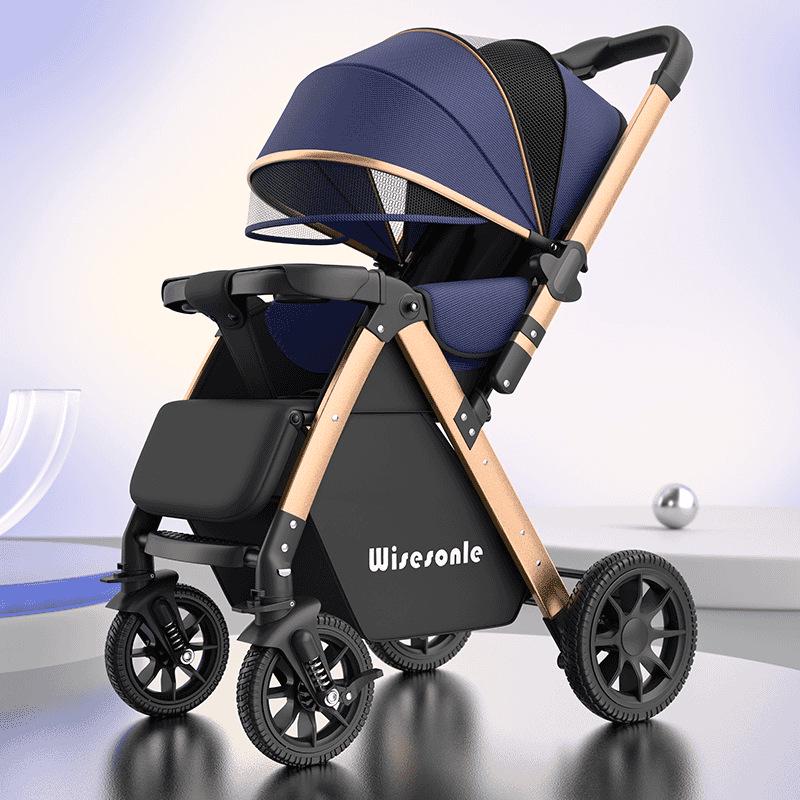Reversible Baby Stroller: Sit & Lie, Foldable, Lightweight, High Landscape, 0-3 Years, Baby Carriage.