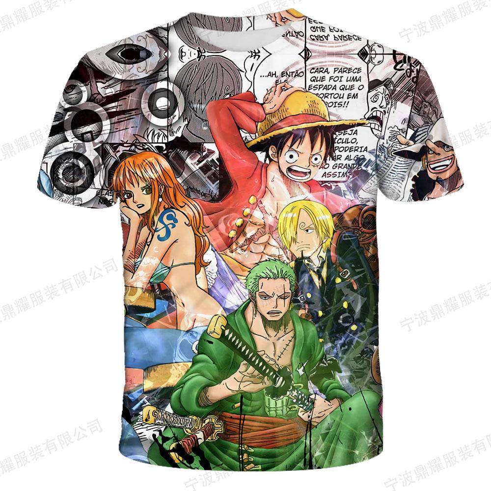 One Piece Gear 5 Nika Luffy 3D Full Print T-shirt Boys Girls Purple Lightning Anime Casual Children Short Sleeve Tops