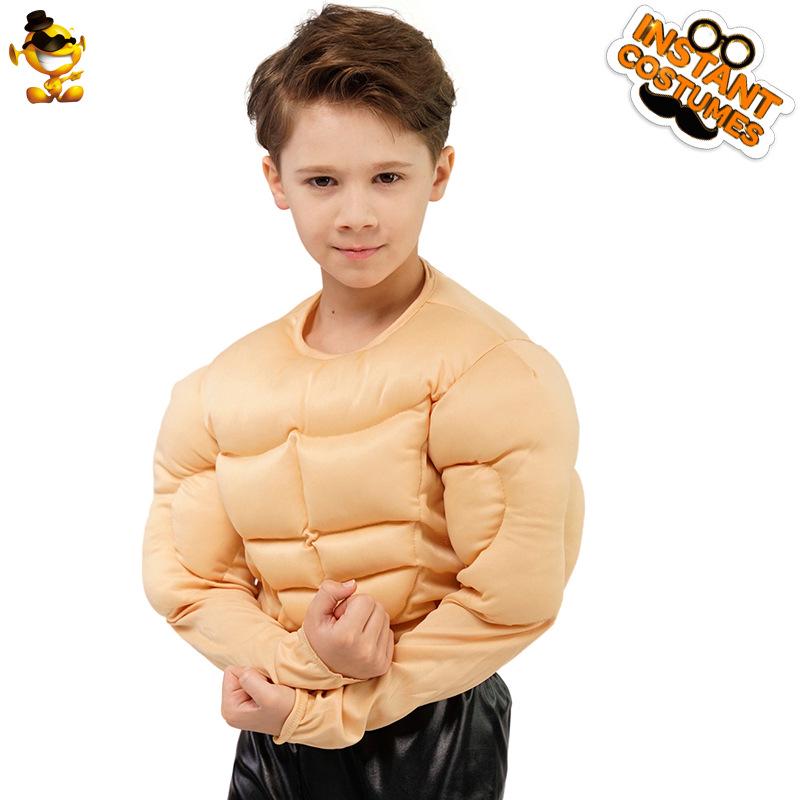 

Muscle Man Cosplay T-Shirt for Boys - Fake Abs & Pectorals Costume Small (4-6 years, 104-116 cm)