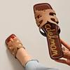 Large size cool slippers women's summer new flat-bottomed non-slip hollowed-out beach shoes one-word casual cool slippers women