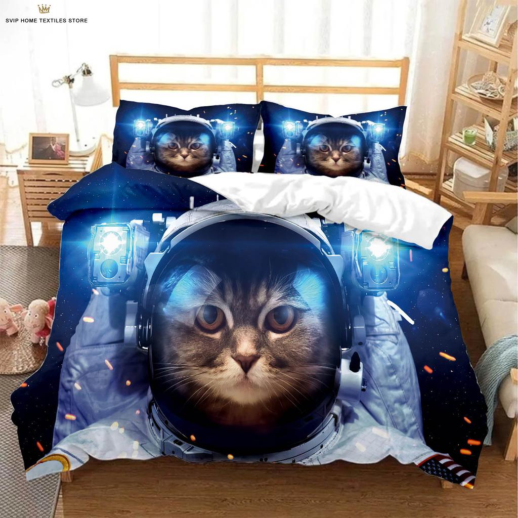 Cute Cat 3d Printed Quilt Cover Bedding Set Textile Products Duvet Cover Pillowcase Three-Piece Set Children's Gift