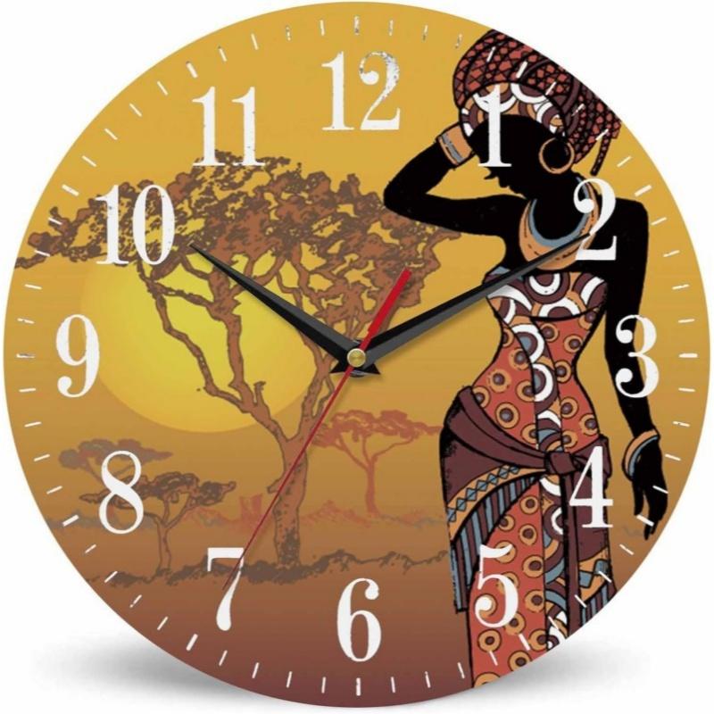 10 Inch Wall Clock Vintage Wooden Silent Quartz Home Living Room Decoration Large Clock