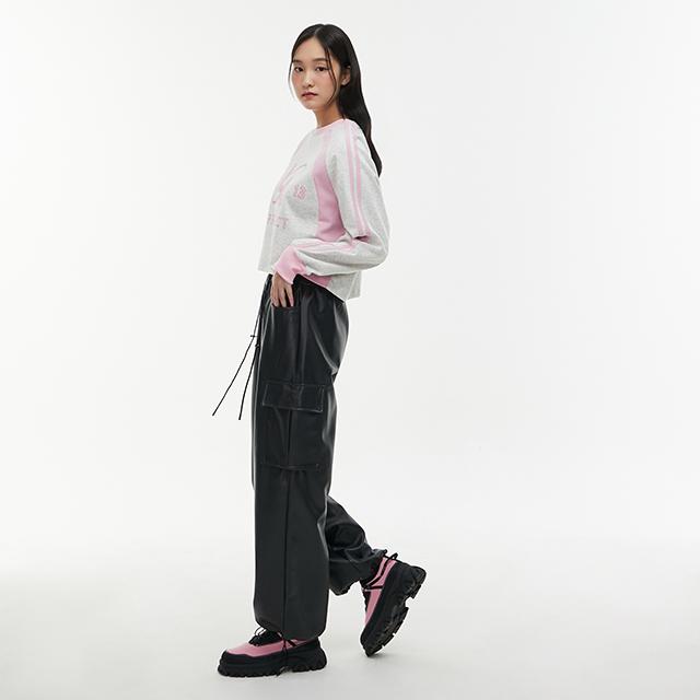 Rap Cargo Pocket Elastic Waist Leather Pants Aq1Lp260
