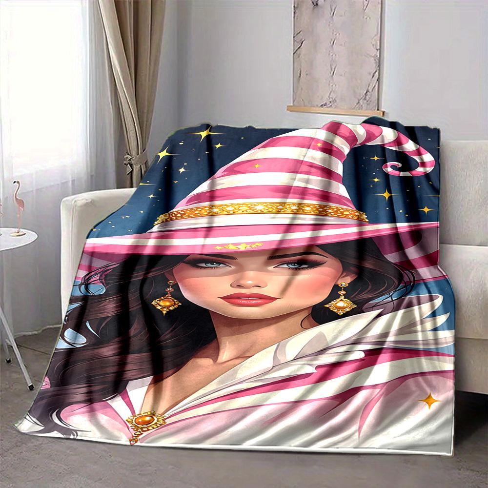 

1pc Witch Hat Blanket Lightweight Flannel Blanket Throw Blanket For Sofa, Bed, Travel, Camping, Livingroom, Office yy251015146 75x90cm