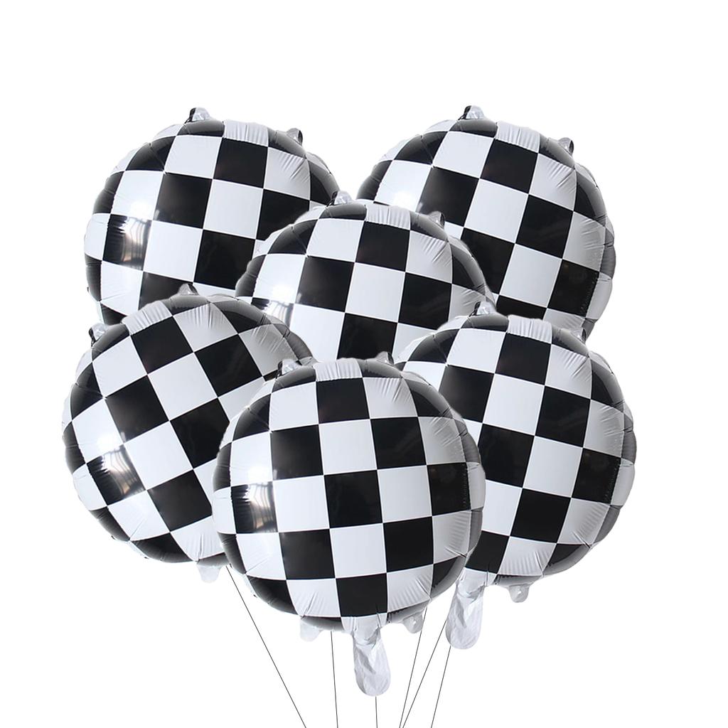 10pcs 18 Inch White Checkered Foil Helium Balloons Car Wheel Tire Balloon Racing Theme Birthday Party Decoration Globos Supplies