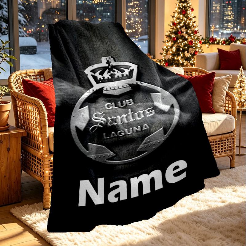Custom Name Personalized Club Santos Laguna Print Blanket, Home Decor, Bedroom, Sofa, Camping, Couch, Gifts for Birthday Christmas