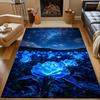 Starry Night Over Blue Roses Patterned carpet, non slip mat suitable for living room and bedroom sofas