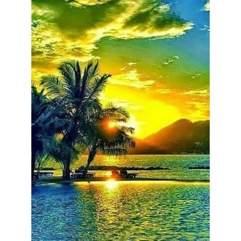 

Новый DIY 5D алмазная вышивка вид на море вышивка крестиком пейзаж алмазная живопись закат полная круглая дрель домашний декор художественный подарок Full Round 40x50CM