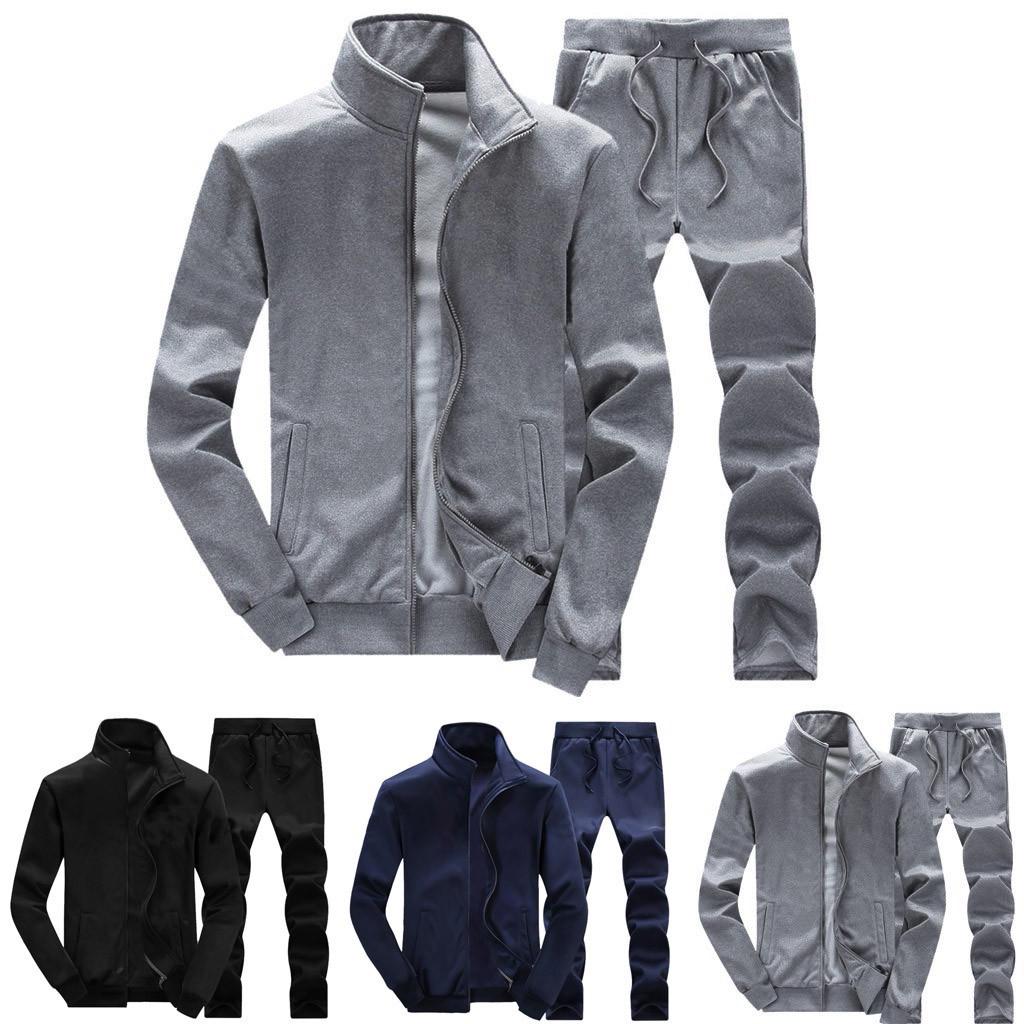 

Мужская осень Зима Твердая sweatshirt Топы Брюки Наборы Спортивный костюм Tracksuit