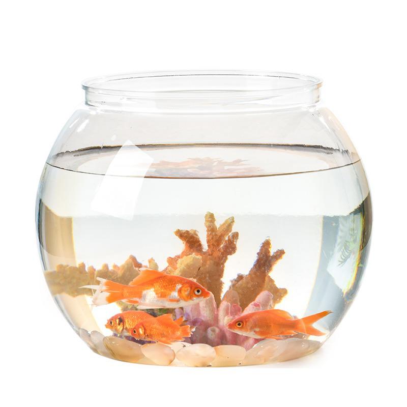 Transparent Plastic Desktop Turtle & Betta Fish Tank - Round Ornamental Aquarium for Home or Office