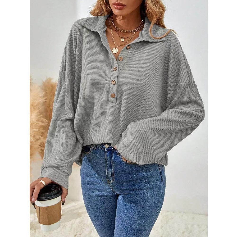 New Autumn and Winter Fashion and Elegant Solid-color Lapel Long-sleeved Women's Casual Shirt