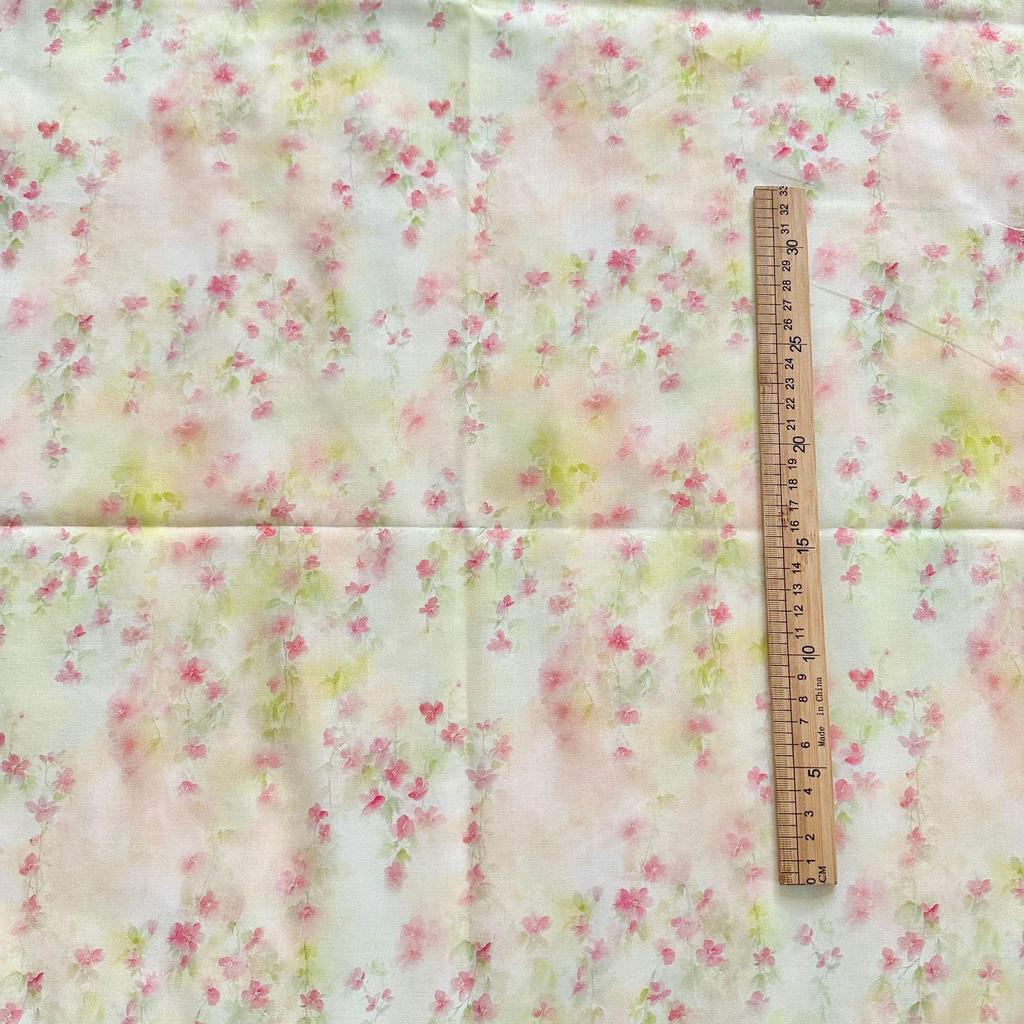 100% Cotton Korean Style Gentle Floral Digital Print Fabric for Women's, Children's, and Adult Clothing & Home Wear