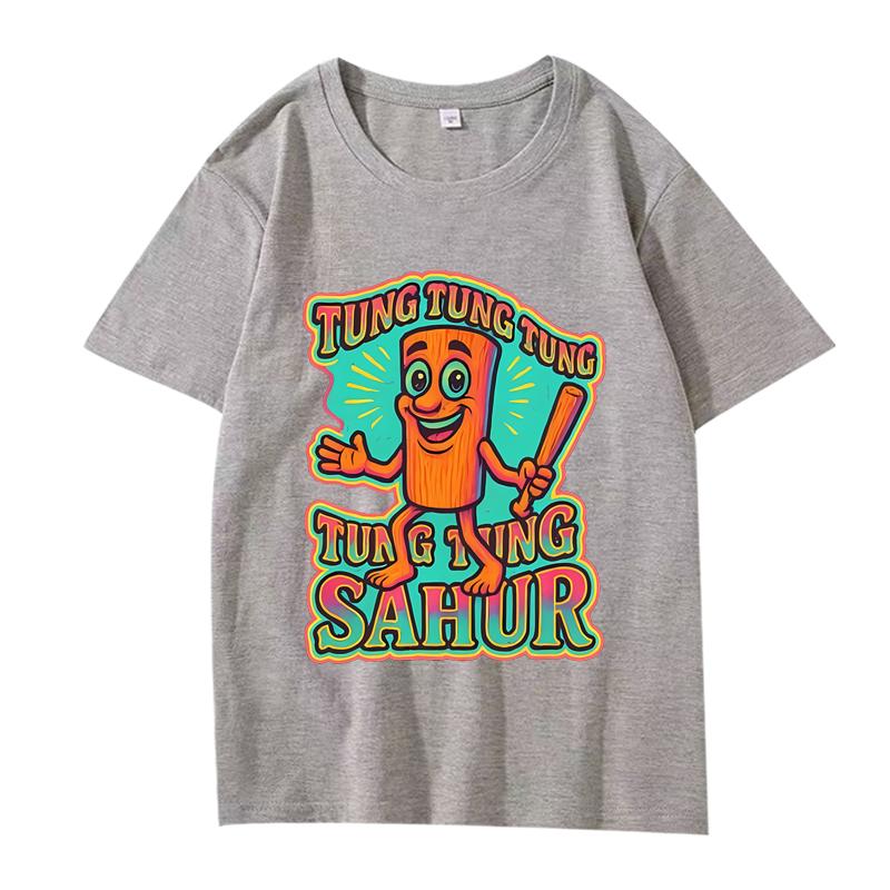 Tung Tung Tung Sahur Italian Brainrot T-shirt homme femme Oversize 100% Coton mode manches courtes Été imprimé Tops Unisex