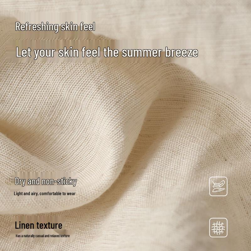 VICTORIA&VERA Linen-Blend Straight Leg Casual Pants